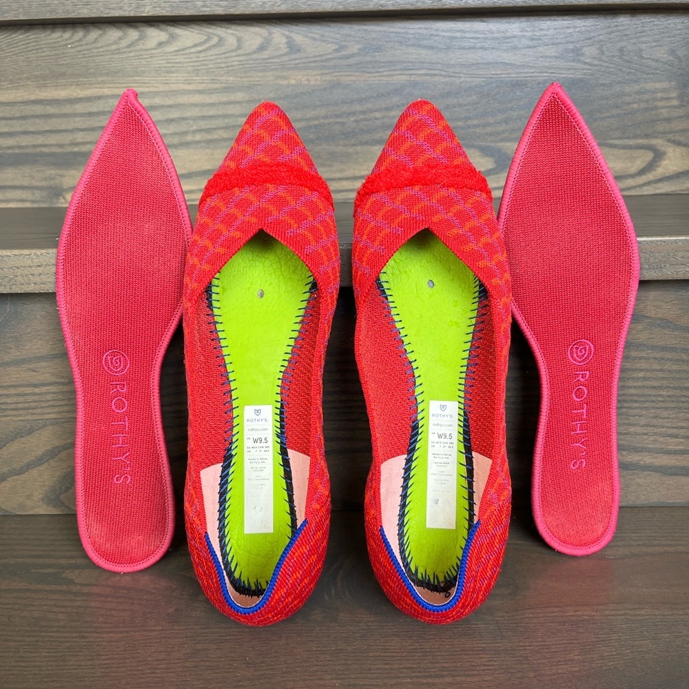 Rothy's The Point Flat in Pomegranate Grid Size 9.5 - Picture 10 of 13